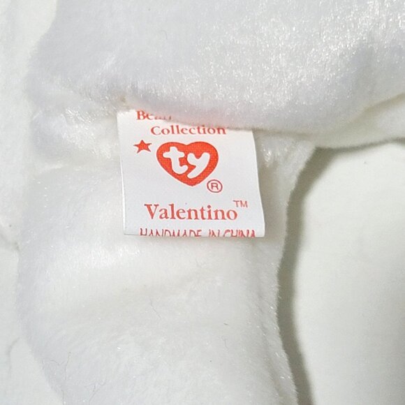 Vintage Ty Beanie Babies Valentino & Valentina Bears 1993 1999 White Pink New - Picture 2 of 5